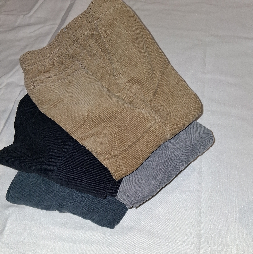 Kids Corduroy Pants Set - Tan, Black, Gray